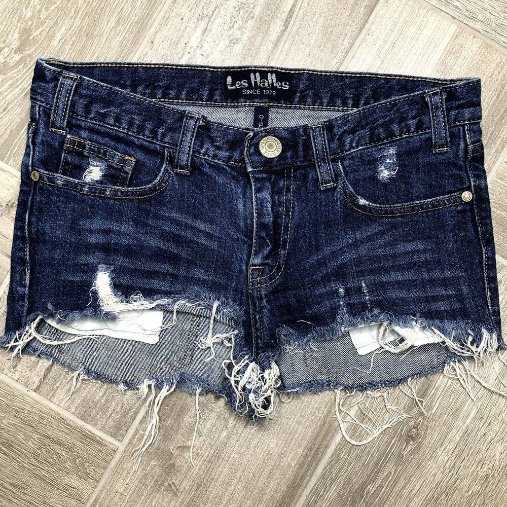 Les Halles Medium blue distressed Denim Shorts 26